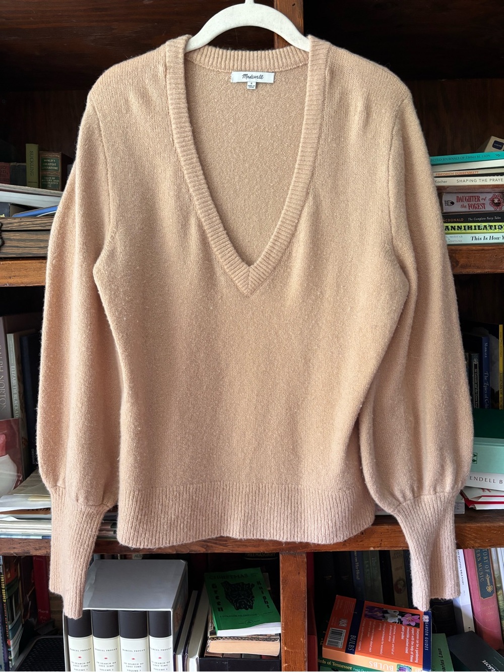 Madewell Women's Blouson Sleeve V-Neck Sweater - Blush